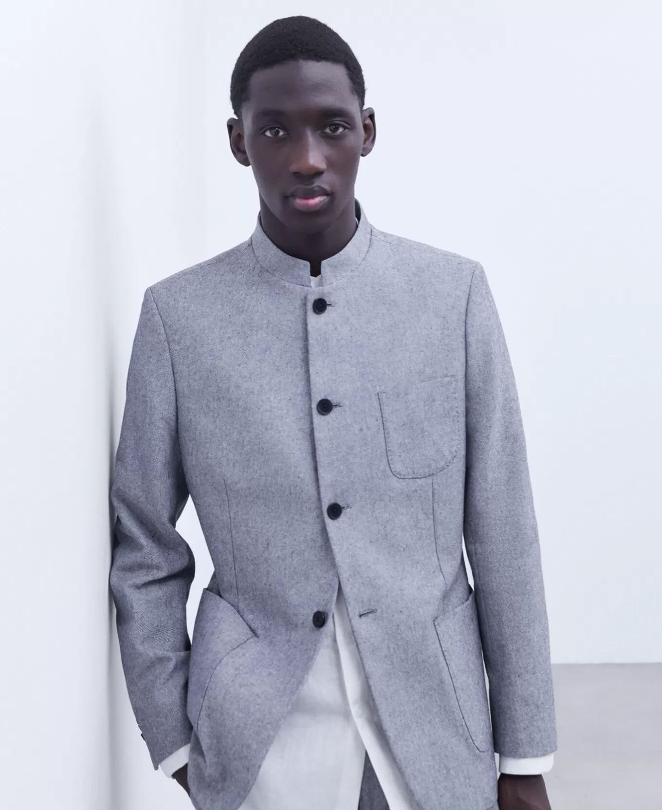 Homme Adolfo Dominguez Blazer A Col Mao En Coton Et Lin