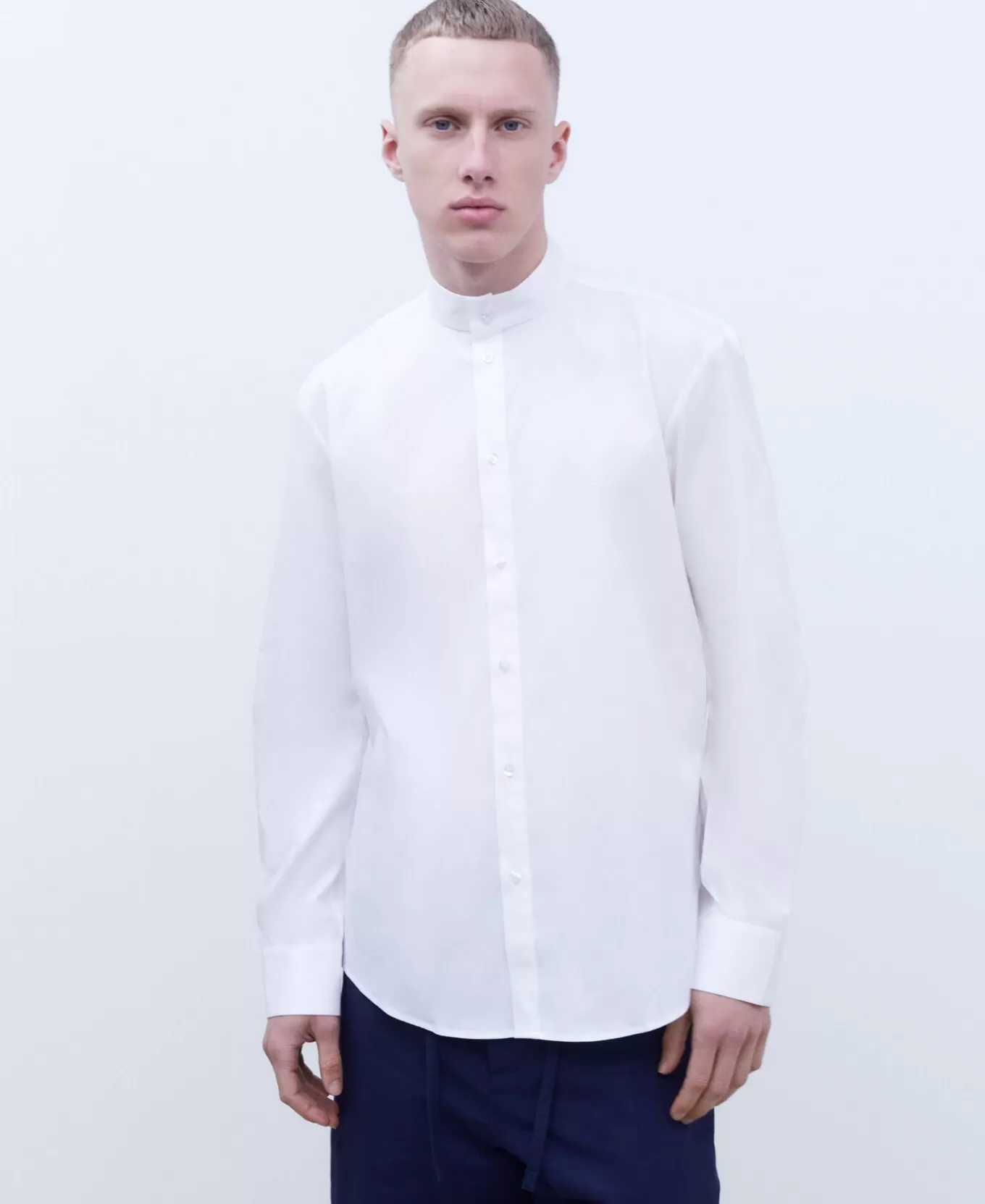 Homme Adolfo Dominguez Chemise A Col Mao En Coton Elastique