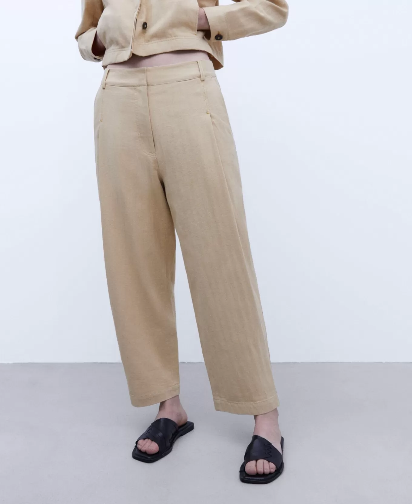 Femme Adolfo Dominguez Pantalon Banane En Lin Et Coton