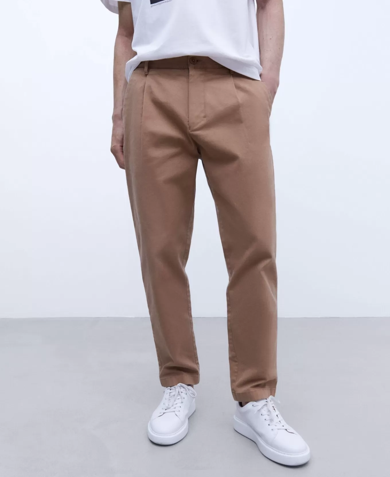 Homme Adolfo Dominguez Pantalon Chino A Pinces En Coton