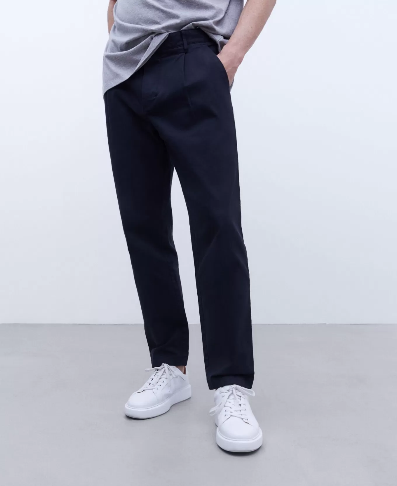 Homme Adolfo Dominguez Pantalon Chino A Pinces En Coton