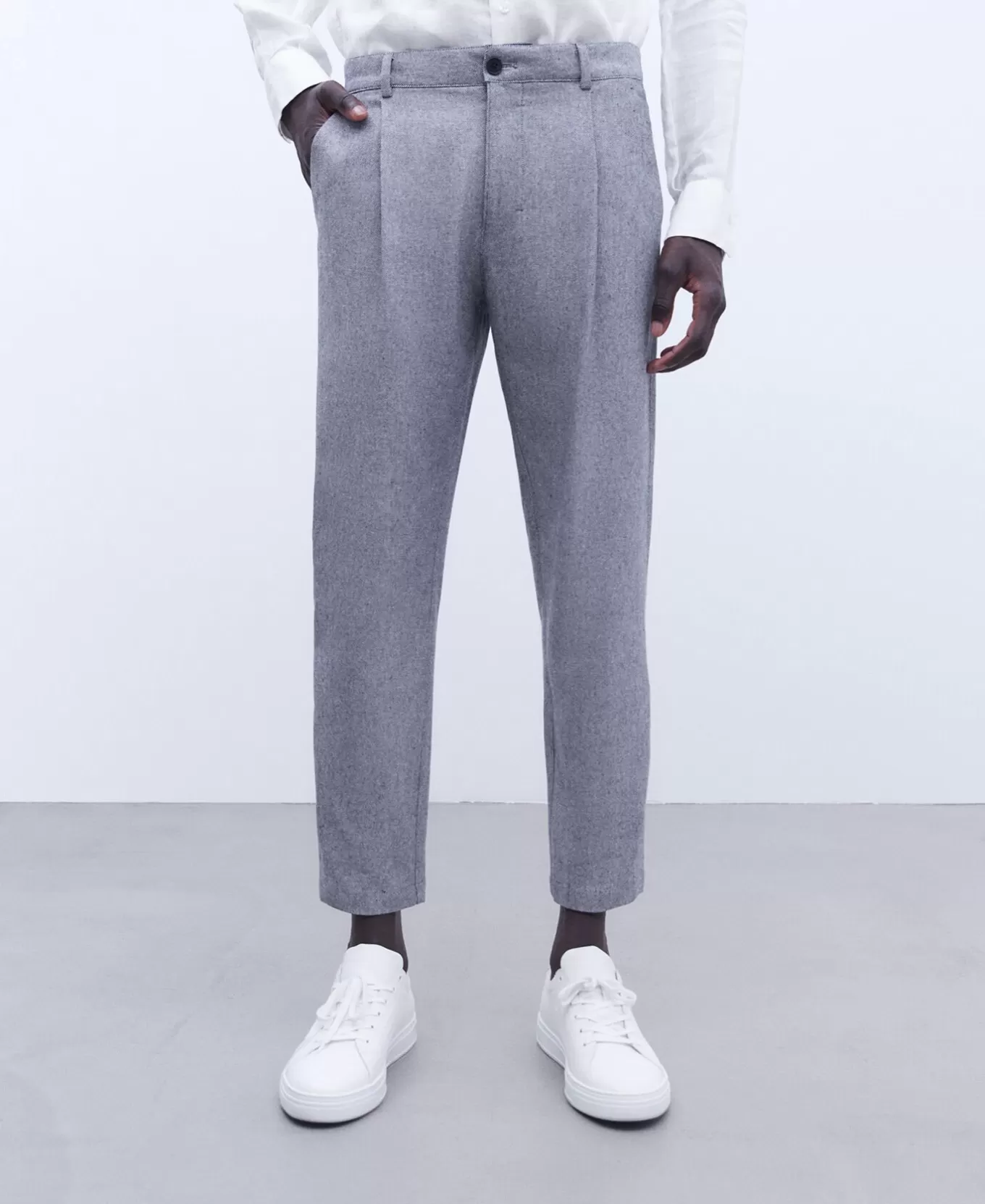 Homme Adolfo Dominguez Pantalon Chino En Coton Et Lin