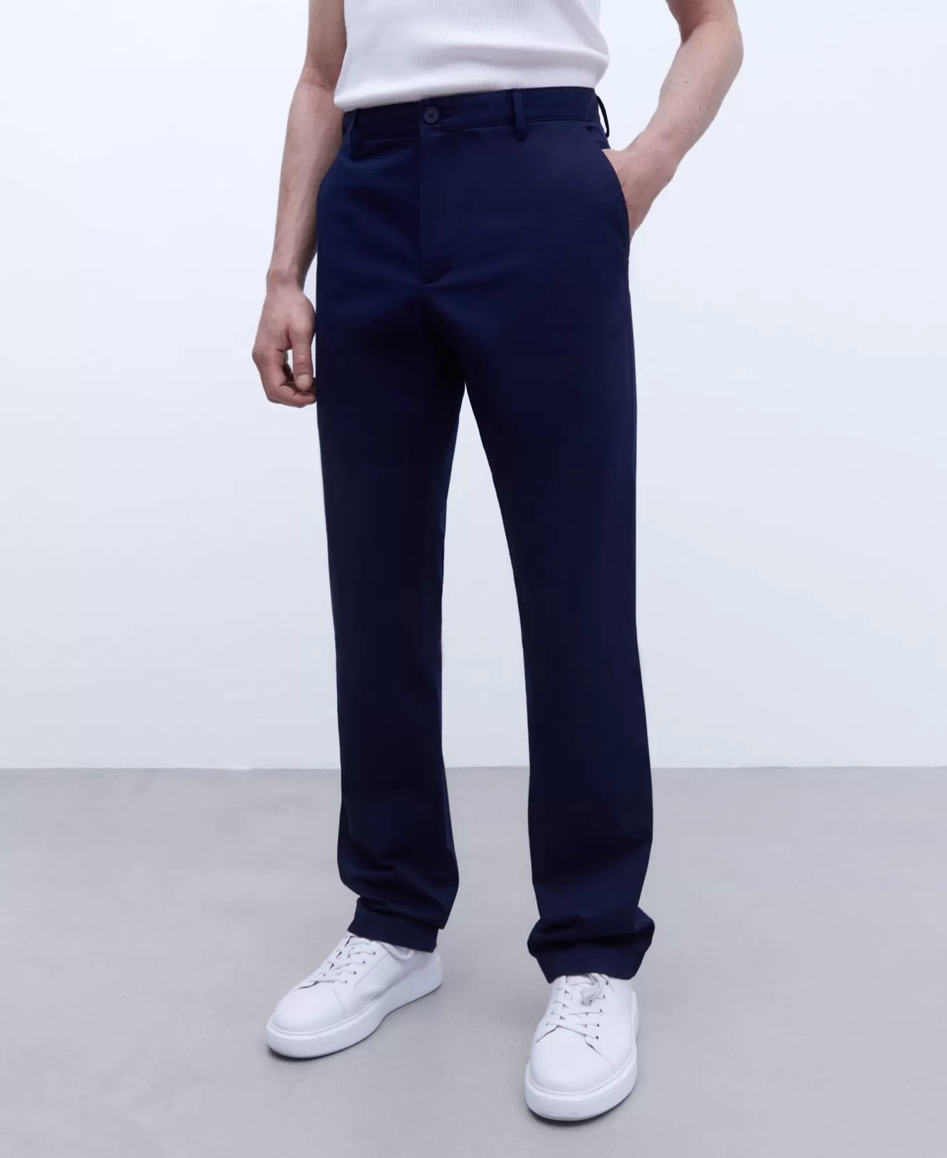 Homme Adolfo Dominguez Pantalon Chino En Coton Serge