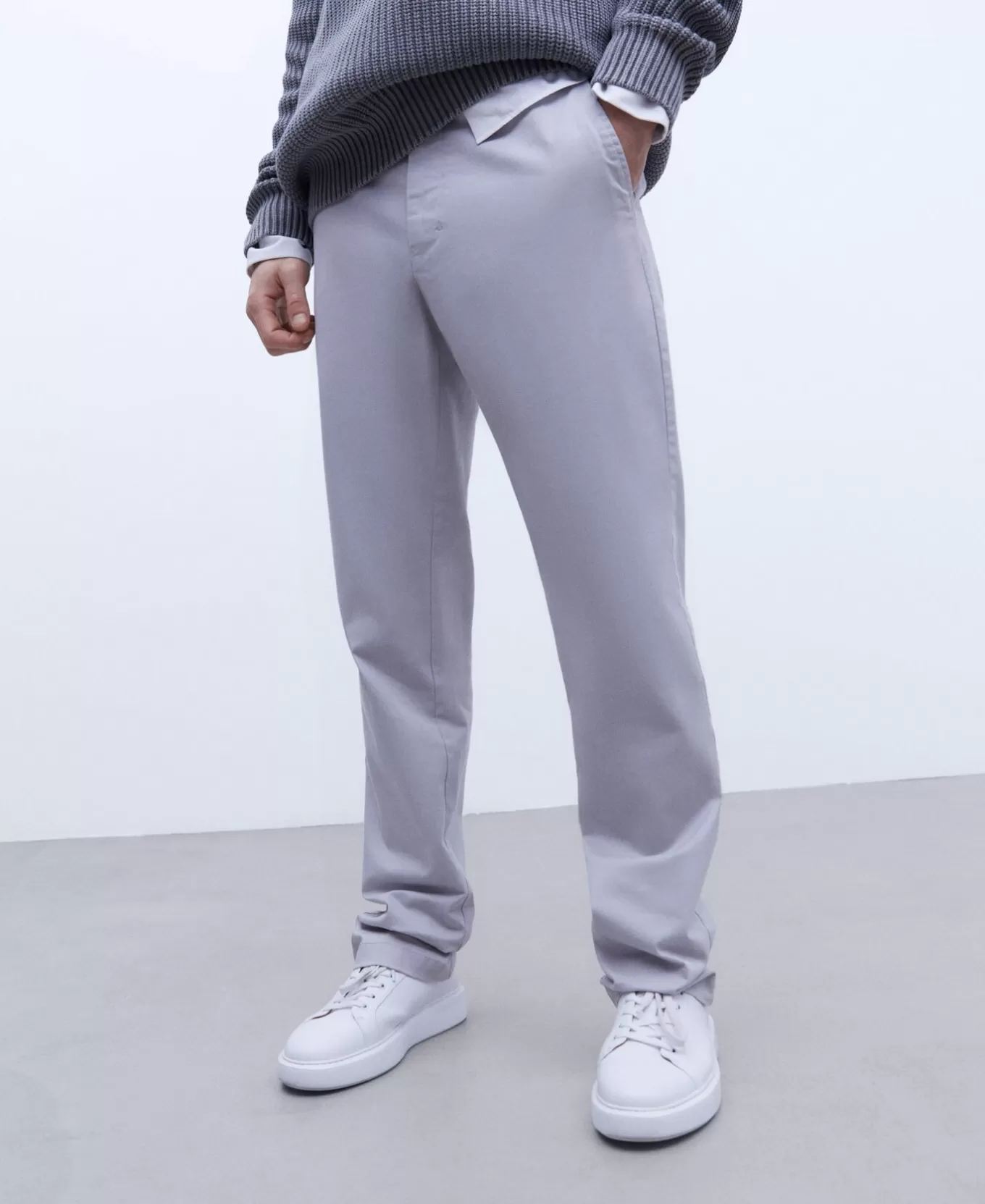 Homme Adolfo Dominguez Pantalon Chino En Coton Serge