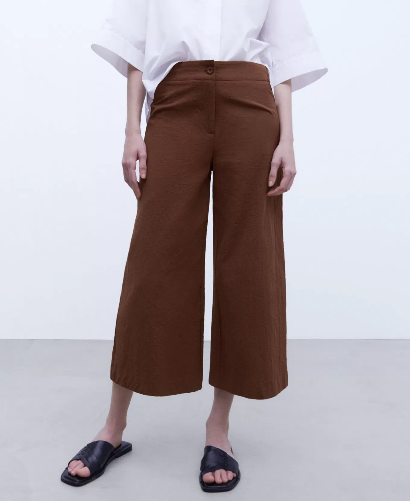 Femme Adolfo Dominguez Pantalon En Seersucker De Coton.