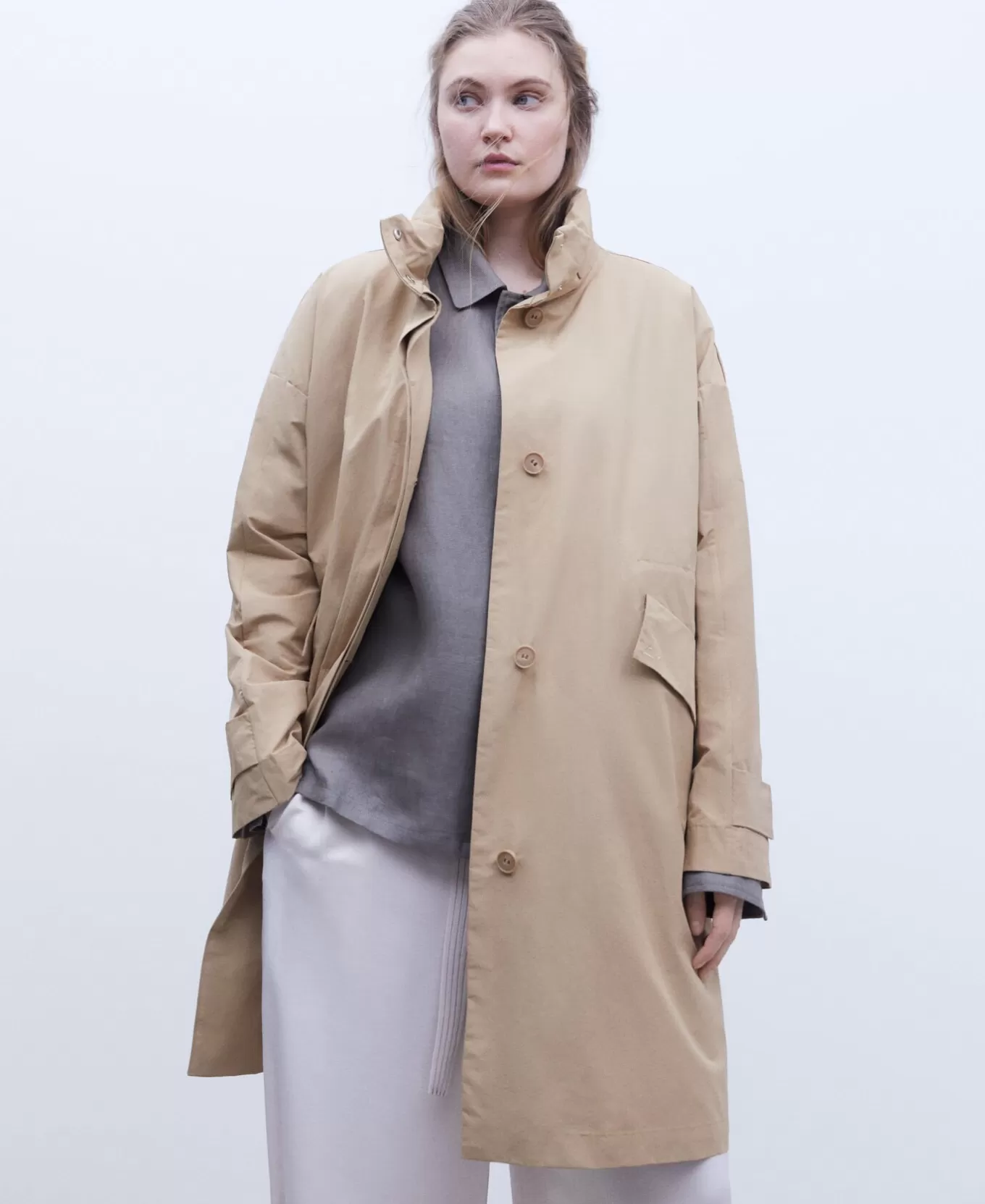 Femme Adolfo Dominguez Parka A Col Montant En Coton Et Nylon