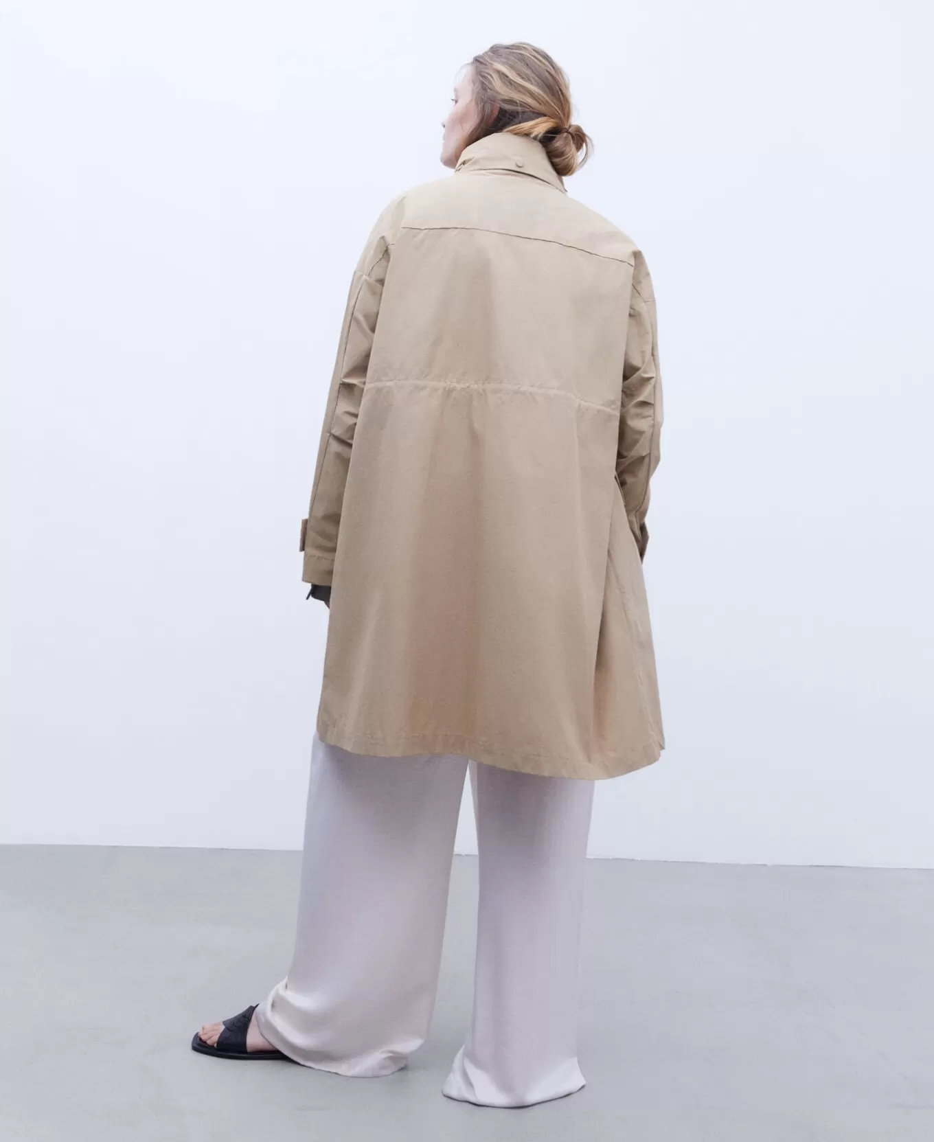 Femme Adolfo Dominguez Parka A Col Montant En Coton Et Nylon