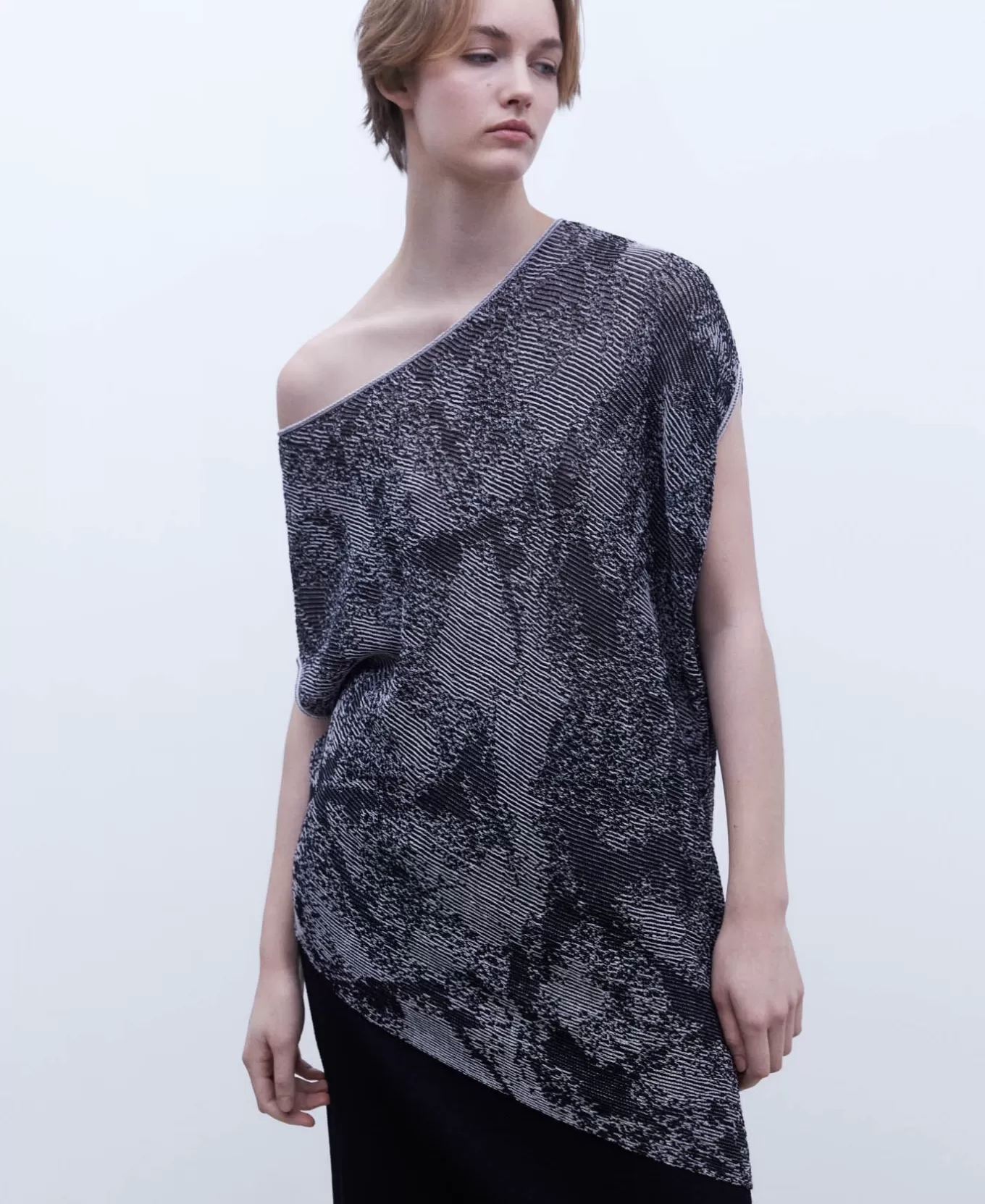 Femme Adolfo Dominguez Pull Destructure En Jacquard