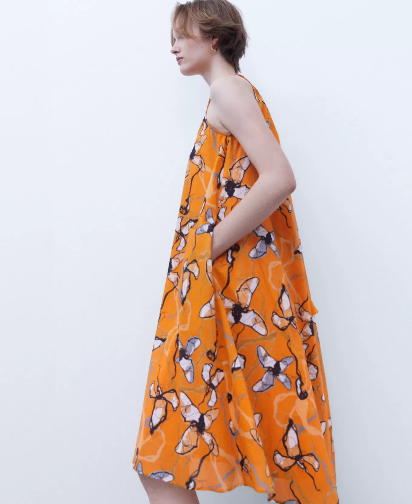 Femme Adolfo Dominguez Robe A Col Licou En Coton.