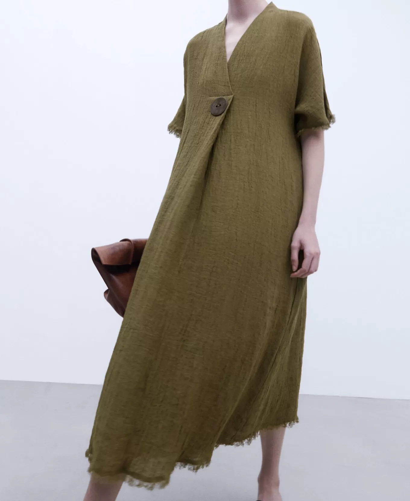 Femme Adolfo Dominguez Robe Oversize A Maxi Boutons En Lin