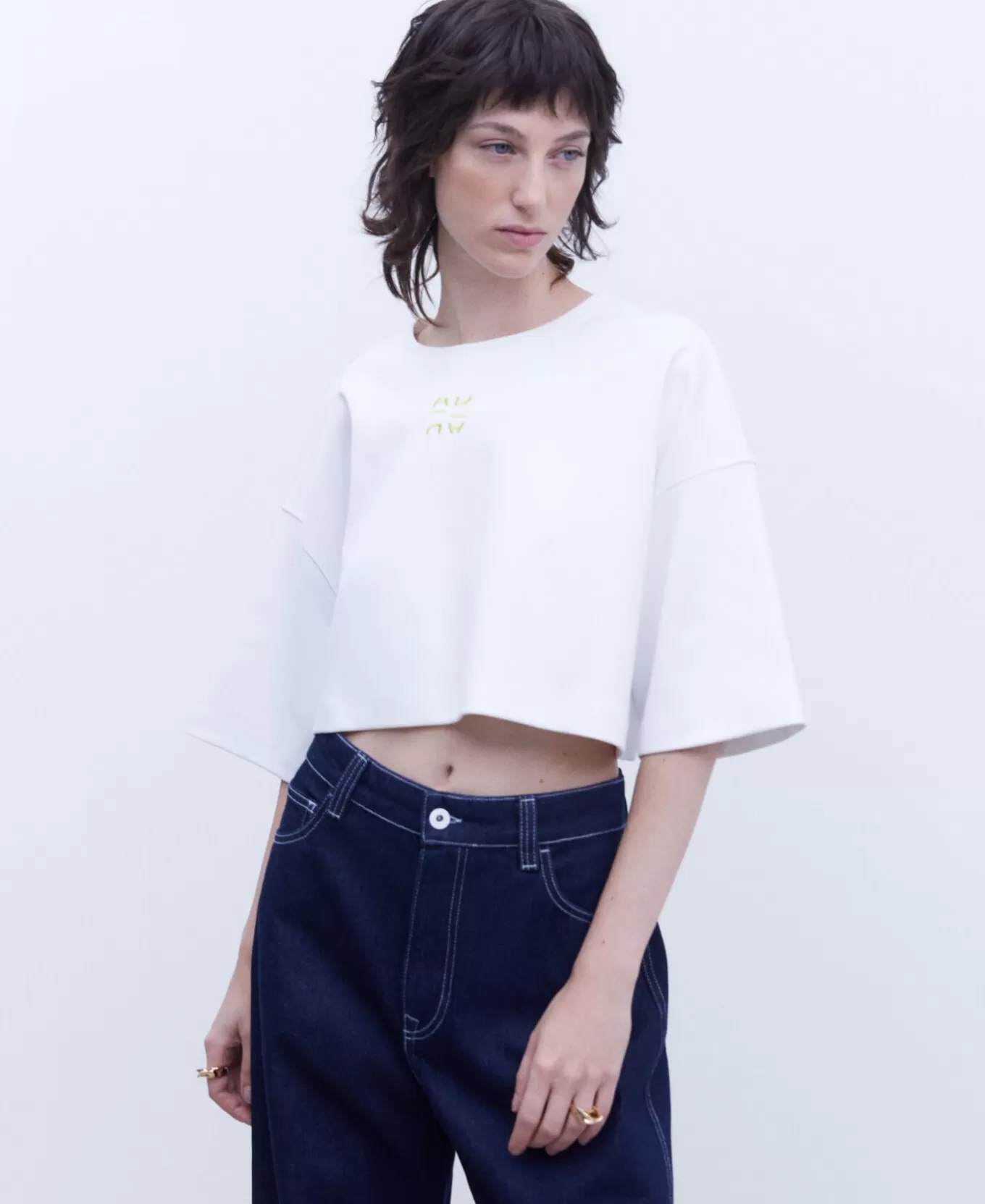 Femme Adolfo Dominguez T-Shirt Cropped En Coton